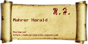Mahrer Harald névjegykártya